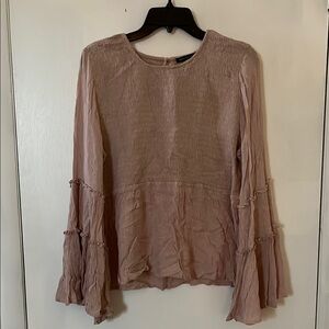 American Eagle Outfitters Pink Ruffled Bell Sleeve Blouse